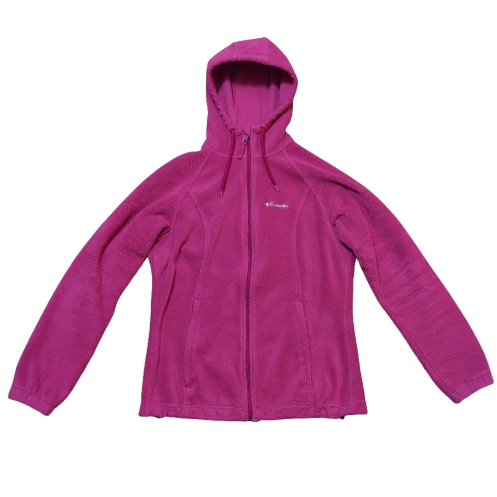 Columbia Full Zip Hooded Fleece Jacket Dark Pink - Picture 13 of 14